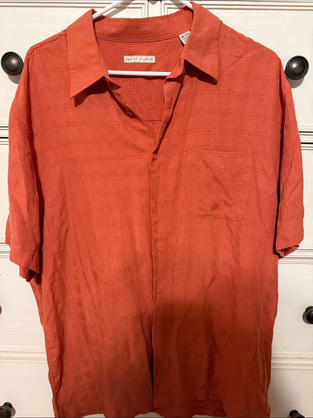 Age of Wisdom Men's Short-Sleeve Button-Down Shirt - Rust Orange